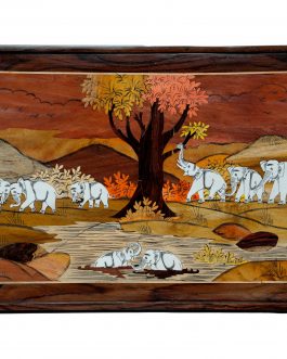 18X30 Inch Rosewood Elephant Panel