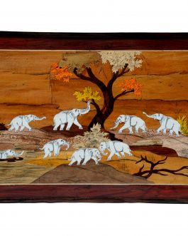 18X30 Inch Rosewood Elephant Panel