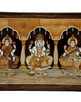 24X36 Inch Rosewood Lakshmi, Ganesh, Saraswathi Panel
