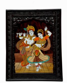 12X24 Inch Rosewood Radha Krishna Panel