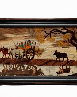 18X36 Inch Rosewood Bullockcart Panel