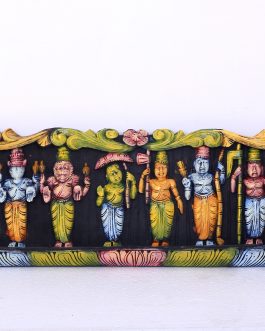 Wood Carving Dasavatharam Painted Panel