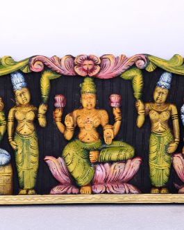 Wood Carving  Lakshmi  Painted  Panel