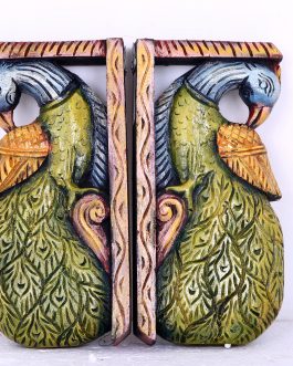 Wood Carving Peacock Bracket Set