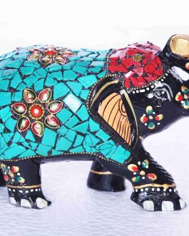 Rose Wood Elephant with Stone
