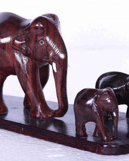 Rose Wood Elephant with Baby