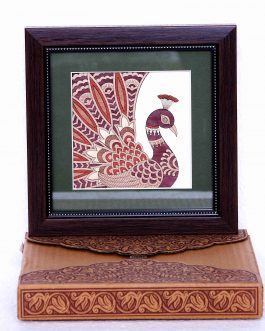 Wood painting Deco Peacock 8×8 Inch