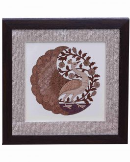 Wood Paintings Round Peacock 10x10Inch