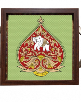 Glass Painting Spade Elephant Tray