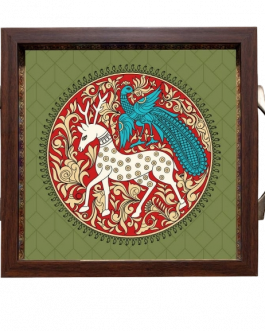 Glass painting Deer Tray
