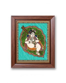 Glass Painting Leaf Krishna