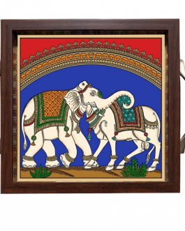 Glass Painting Bull & Elephant Tray