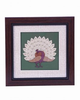 Wood Painting Dancing Peacock