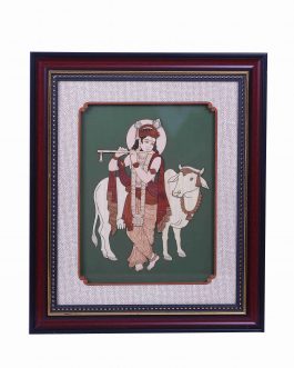 Wood Painting Cow Krishna