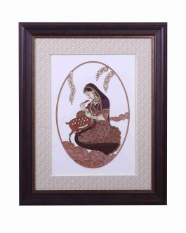 Wood Painting Deer Lady