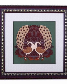 Wood Painting Twin Peacock