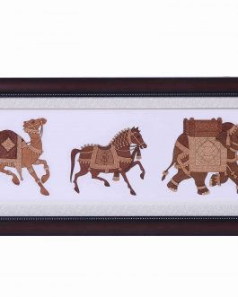 Wood Painting Camel Elephant Horse