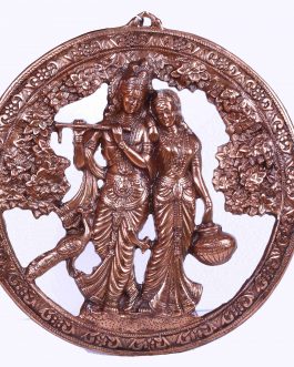 Black Metal Round Tree RadhaKrishna
