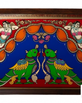 Glass Painting Twin Parrot Tray