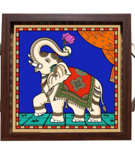 Glass Painting Lotus Elephant Tray