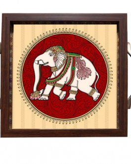 Glass Painting Round Elephant Tray