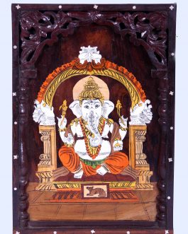 Rose Wood Ganesh Panel