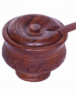 Saharanpur Wood Sugar Pot with Spoon