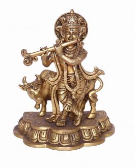 Brass Cow Krishna