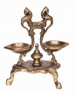 Brass Stool Lamp with Two Lamp