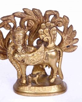 Brass Kamadhenu with Karpaga Virksham