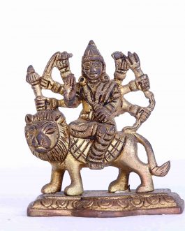 Brass Durga With Lion