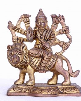 Brass Durga With Lion