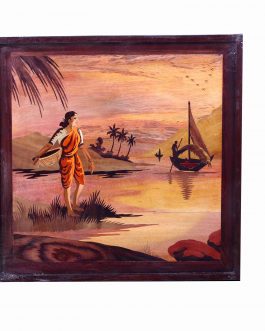 Wood Painting village Scenary