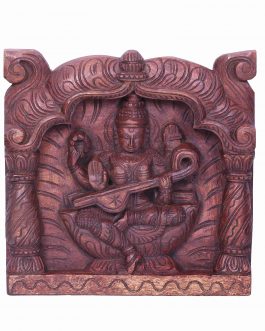 Wooden Saraswathi Panel