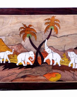 Wood Painting Elephant Panel