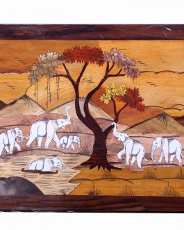 Wood Painting Elephant Panel