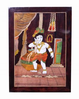 Wood Painting Butter Krishna Panel