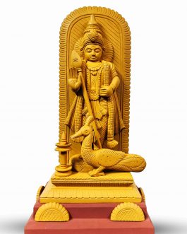 Wood Carving Muruga With Peacock