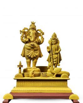 Wood Carving Set of Lord Ganesha And Murugan